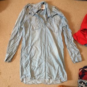 light blue shirt dress